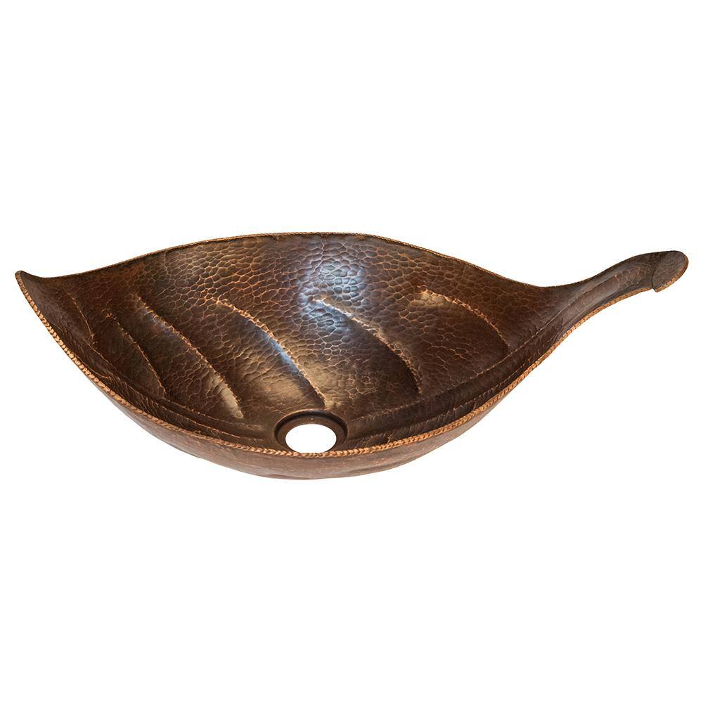 Premier Copper Products Leaf Hammered Copper Vessel Sink in Oil Rubbed Bronze PVLFDB