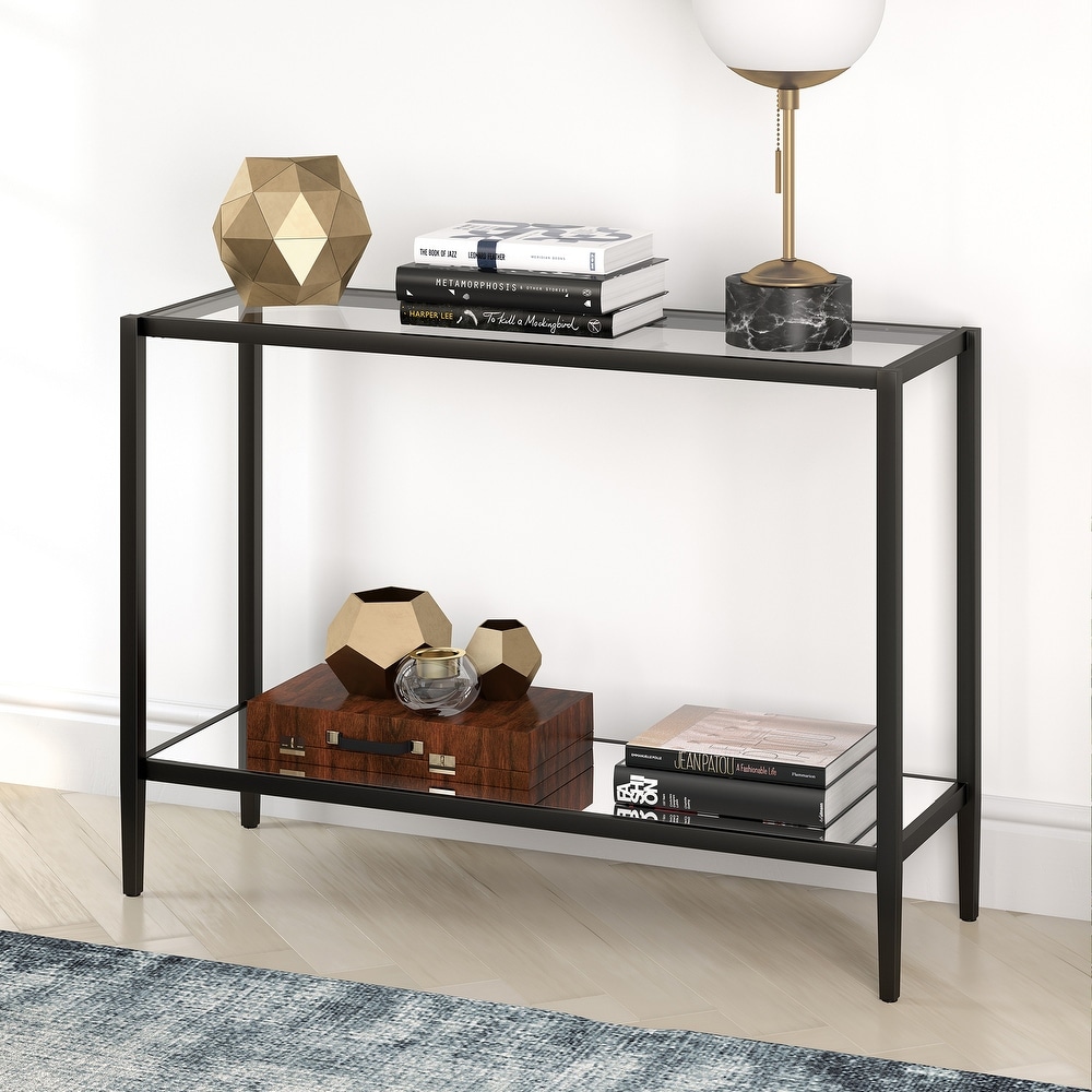 Hera Rectangular Console Table with Mirror Shelf