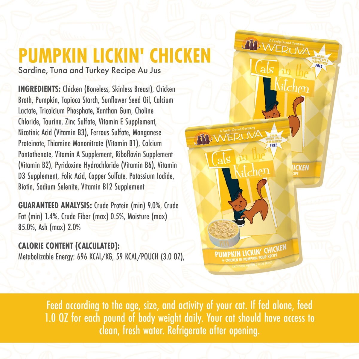 Weruva Cats in the Kitchen Pumpkin Lickin' Chicken in Pumpkin Soup Grain-Free Cat Food Pouches