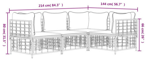 vidaXL Patio Furniture Set 4 Piece Sofa with Cushions Anthracite Poly Rattan   Tropical   Outdoor Sofas   by vidaXL LLC  Houzz