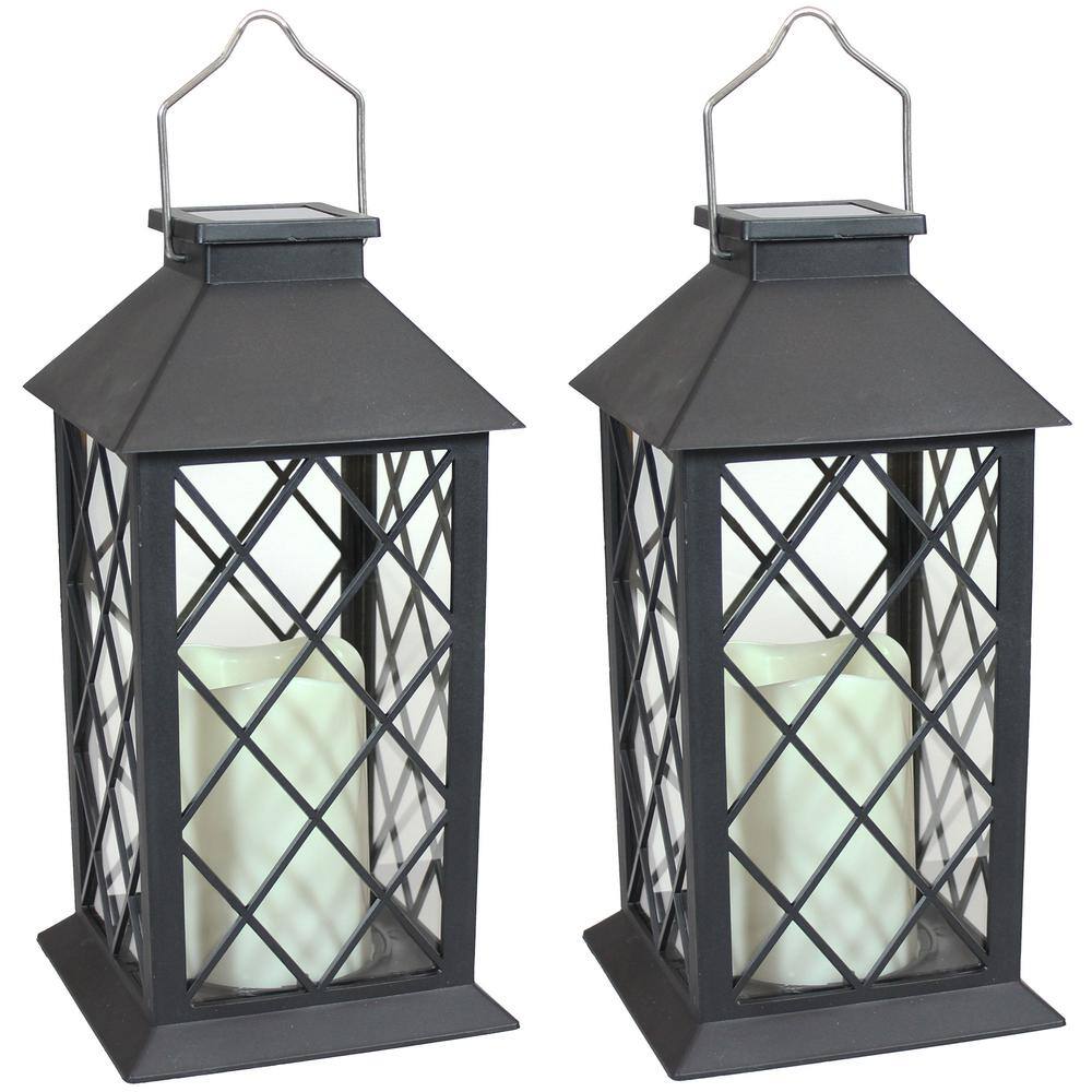 Sunnydaze Decor 11 in. Concord Black Solar LED Candle Outdoor Lantern (2-Pack) FOR-766-2PK