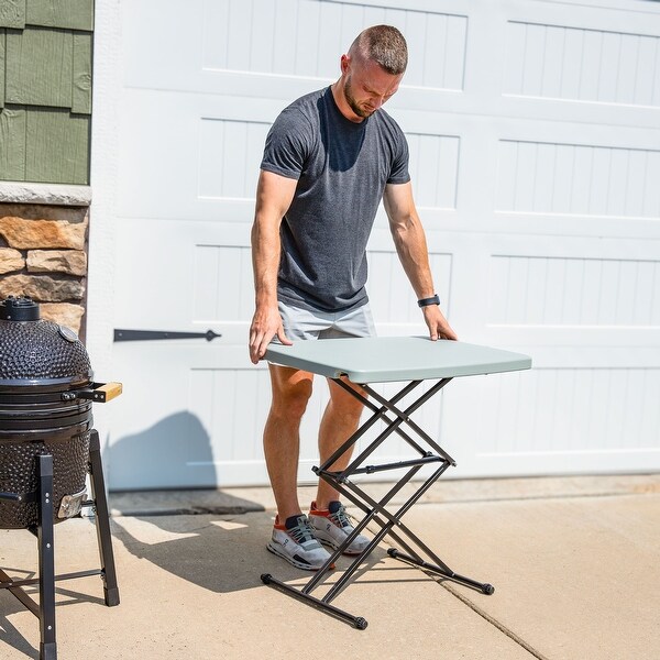 Rectangular Plastic Top Adjustable Leg Patio Table