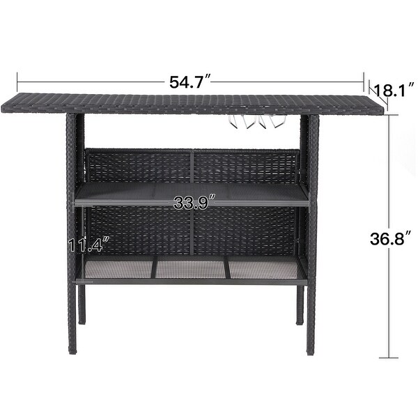 AVAWING Patio PE Wicker Bar Table Rattan Bar Counter Table