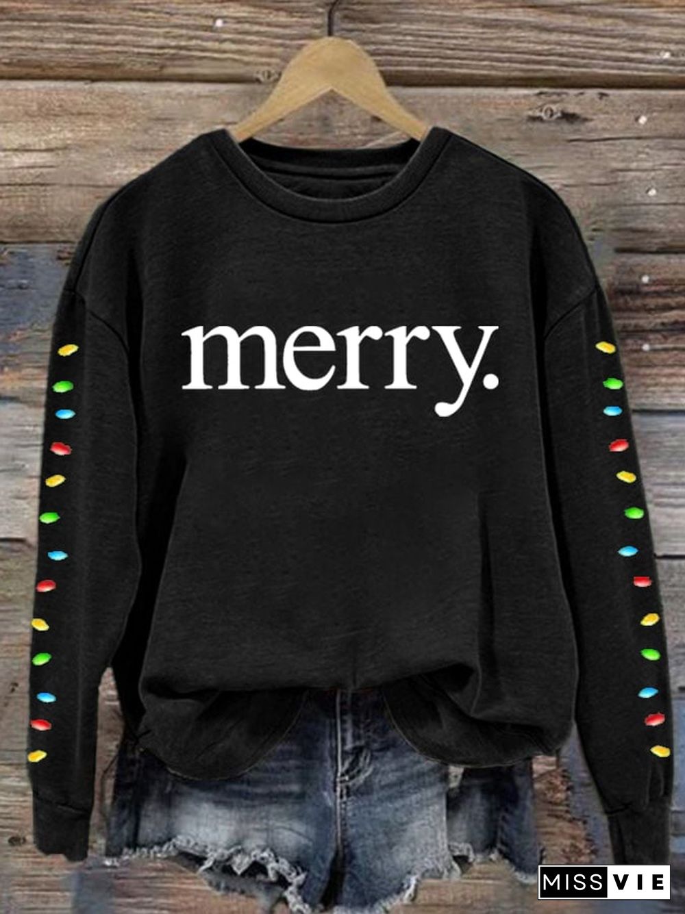 Women's Merry Print Long Sleeve Sweatshirt