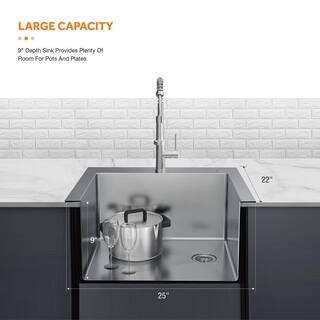 Glacier Bay All-in-One Drop-InUndermount Stainless Steel 25 in. Kitchen Sink VDR2522A1SA1