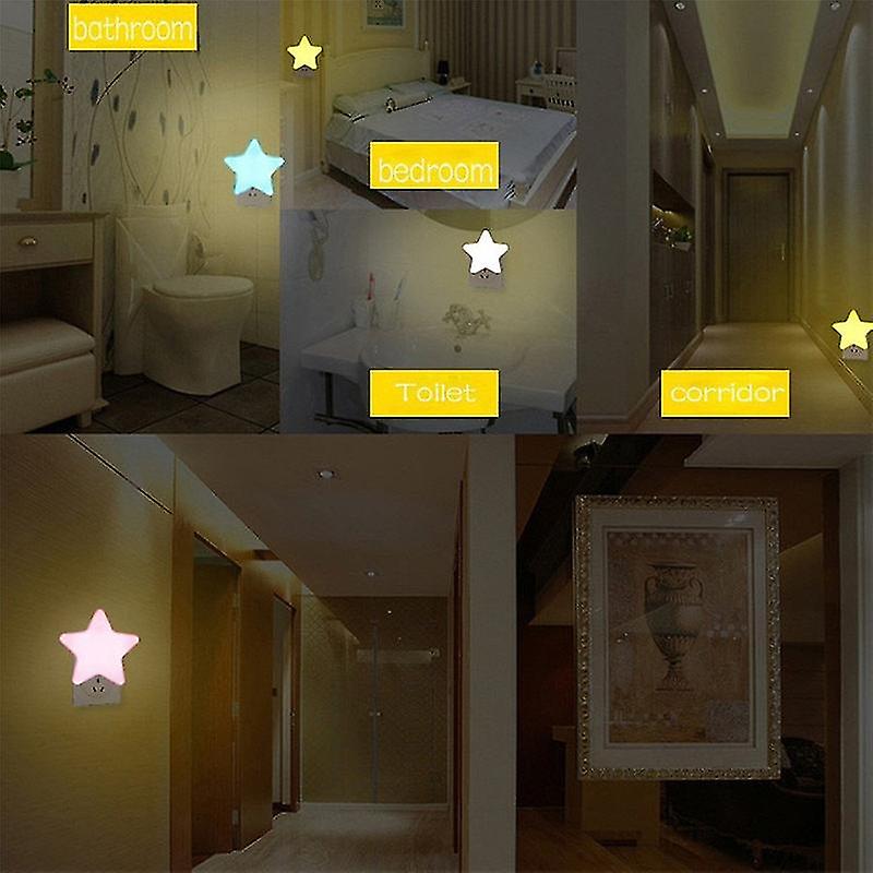 Remote Controller Cute Star Led Plug-in Night Light Ac110-220v Timer Light Sensor Control Bedside Wall Lamp Baby Sleeping Light