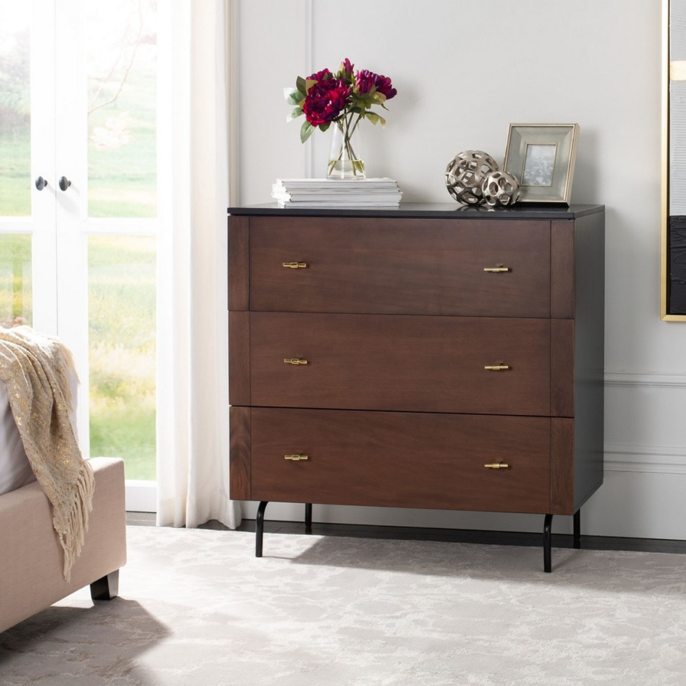 Clara 3 Drawer Chest Black/ Walnut   Modern   Accent Chests And Cabinets   by Virgil Stanis Design  Houzz