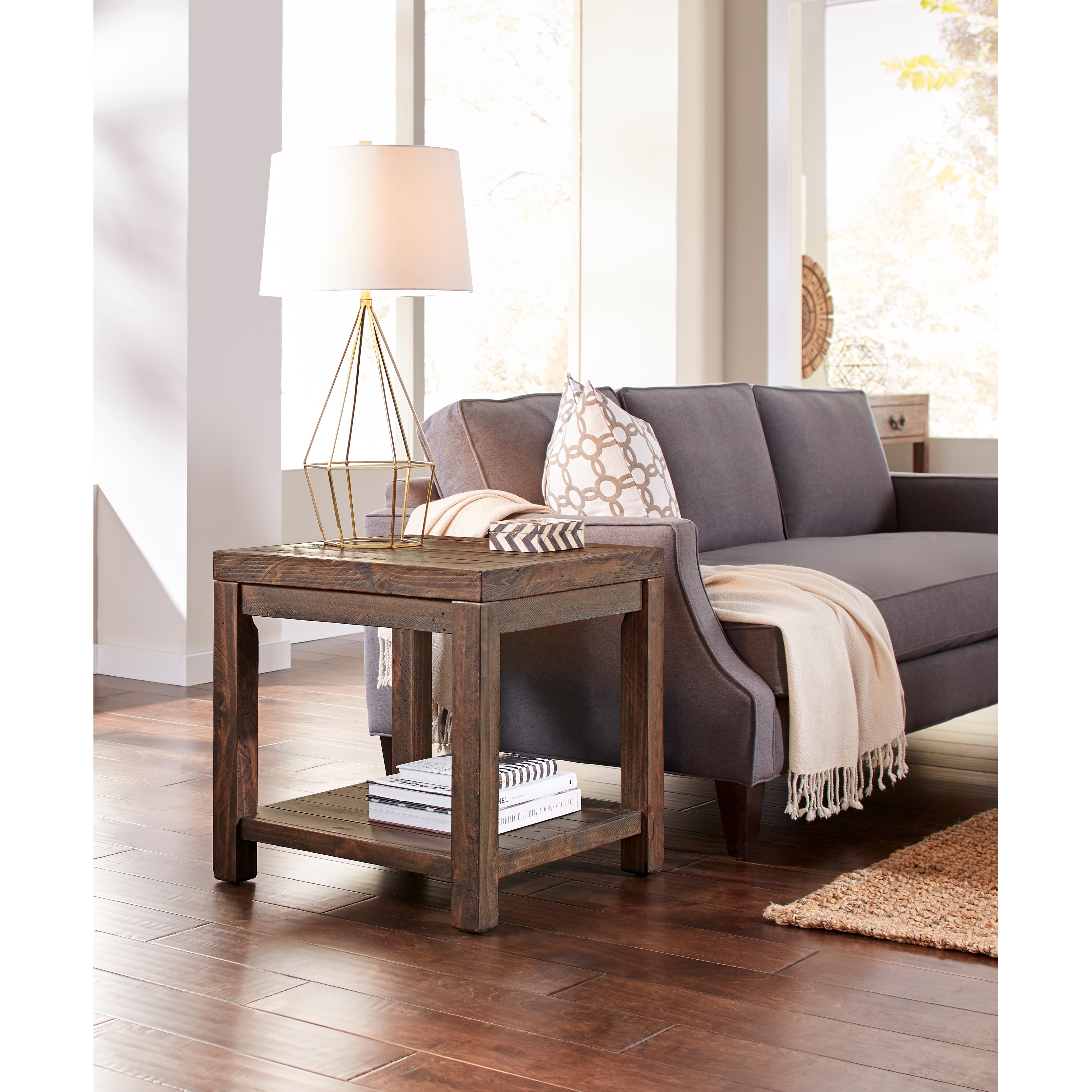 Craster Reclaimed Wood Square Side Table in Smoky Taupe