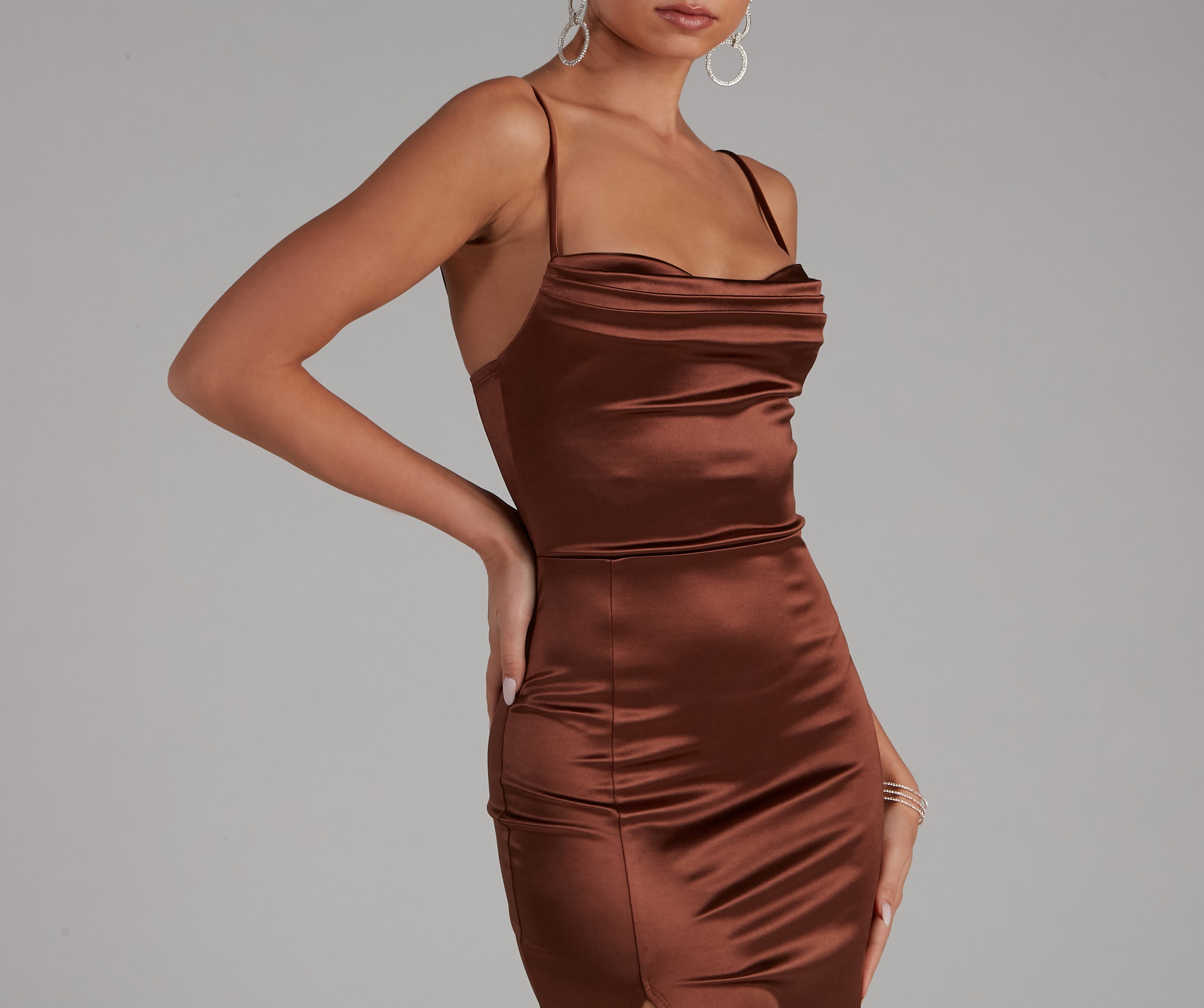 Lala High Slit Satin Formal Dress