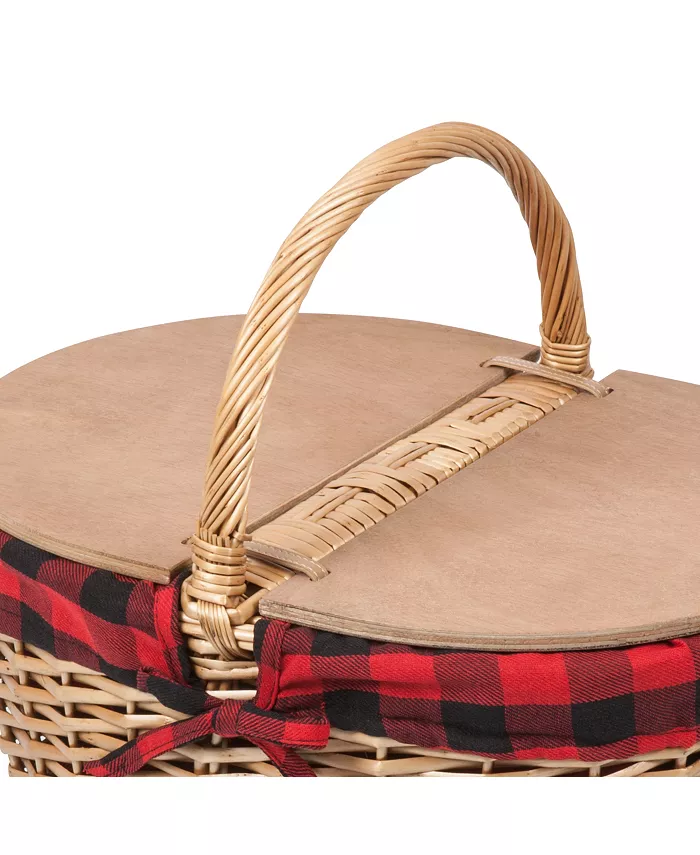 Picnic Time Country Red and Black Buffalo Plaid Picnic Basket