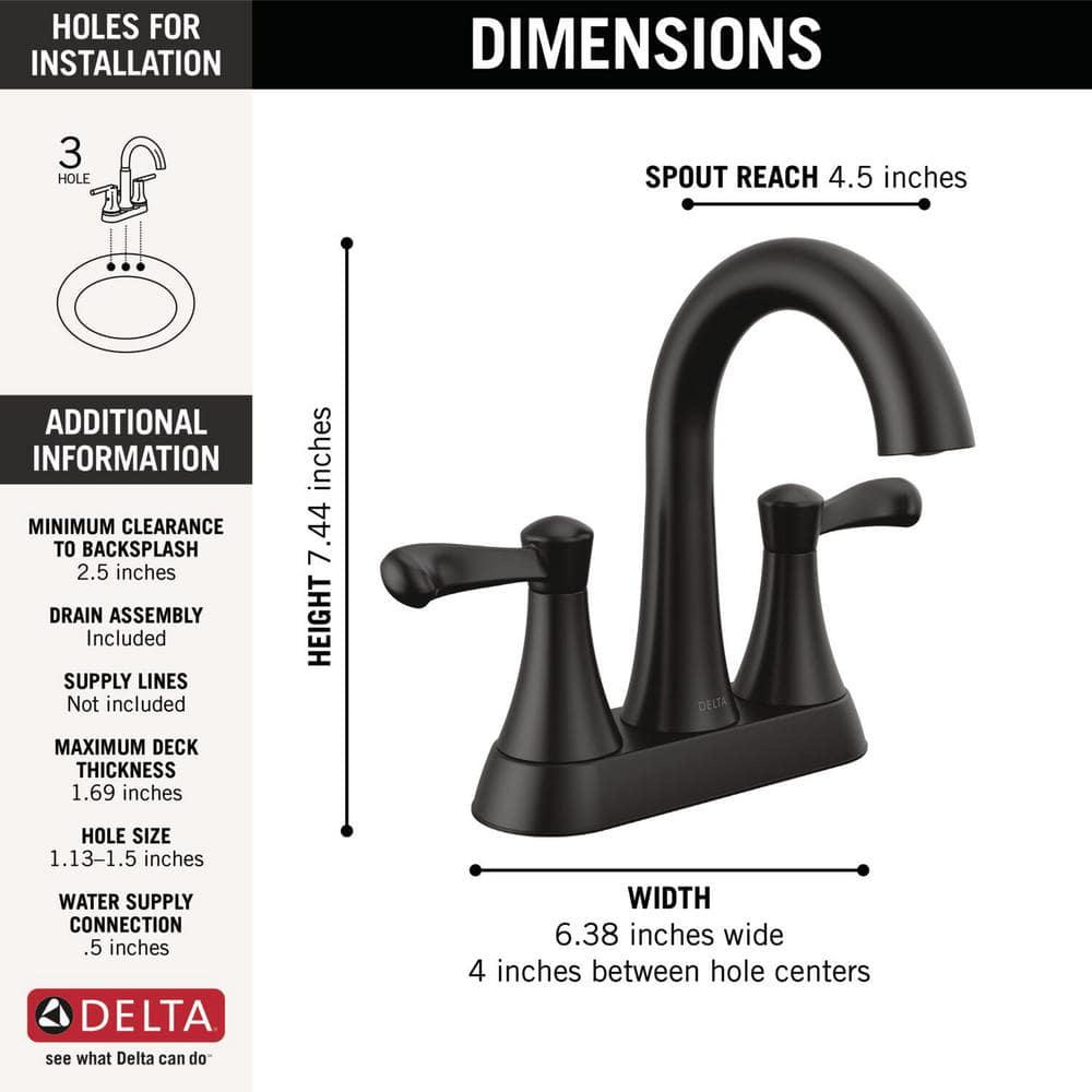 Delta Esato 4 in Centerset Double Handle Bathroom Faucet in Matte Black