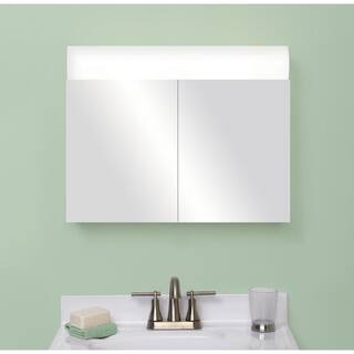 Zenna Home 23.25 in. W x 18.63 in. H Lighted Frameless White Surface-Mount Medicine Cabinet with Mirror 705BL