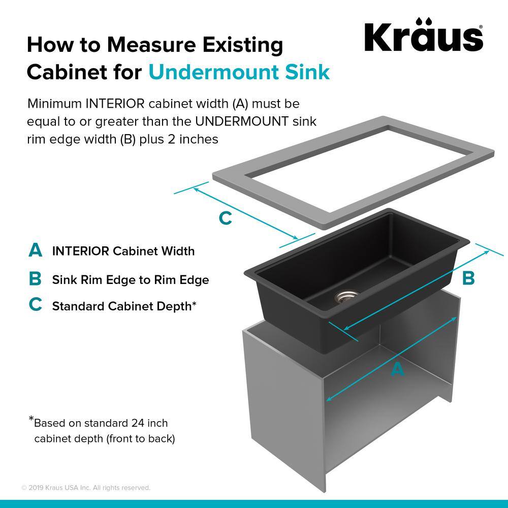 KRAUS Undermount Granite Composite 32 in. Single Basin Kitchen Sink Kit in Black KGU-413B