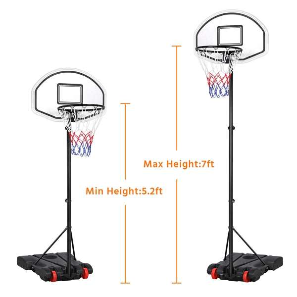 SmileMart Height Adjustable Portable Basketball System Hoop Goal for Kids Youth Outdoor， 6.4 to 8.2 Ft.