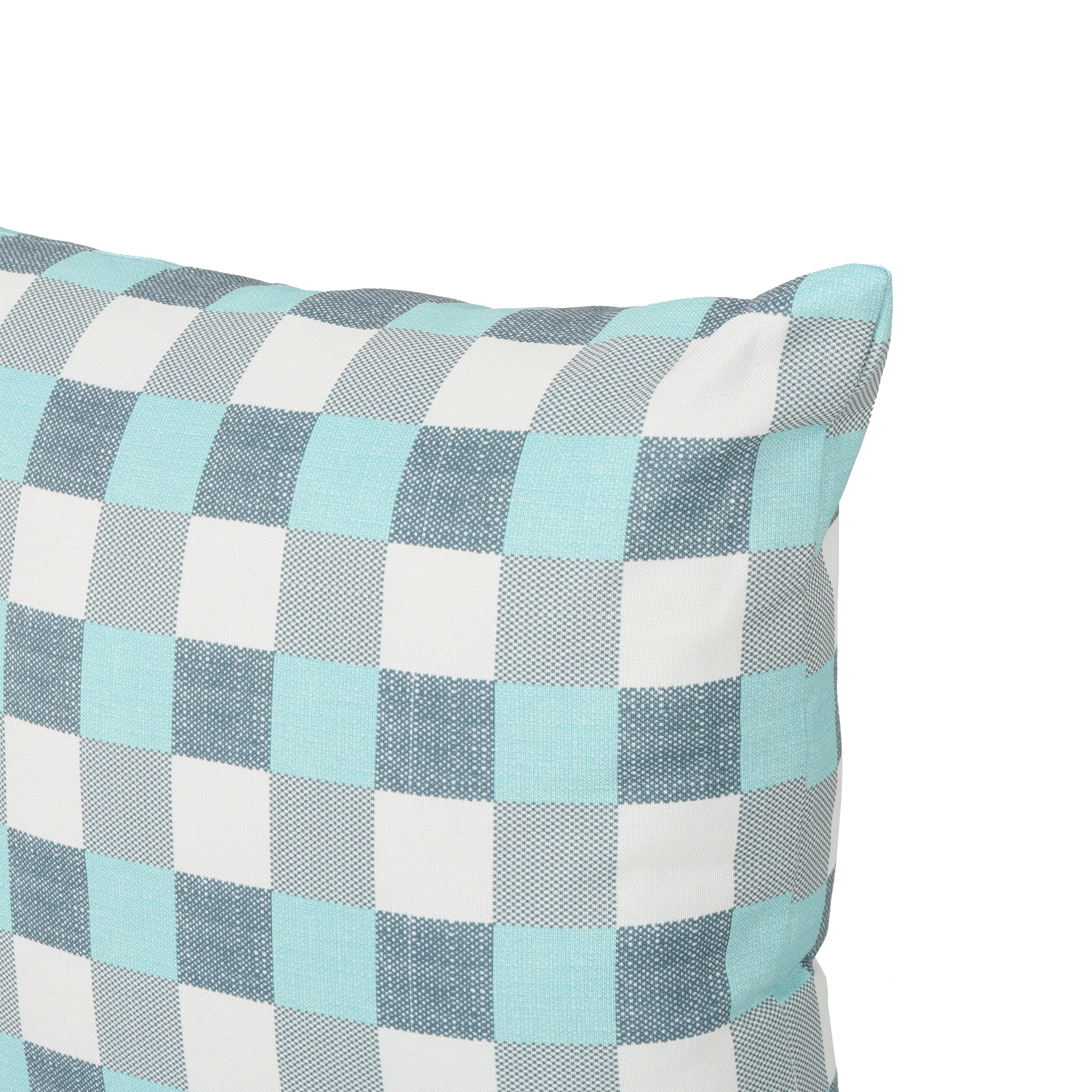 Italo Indoor Blue and White Plaid Water Resistant Square Throw Pillow