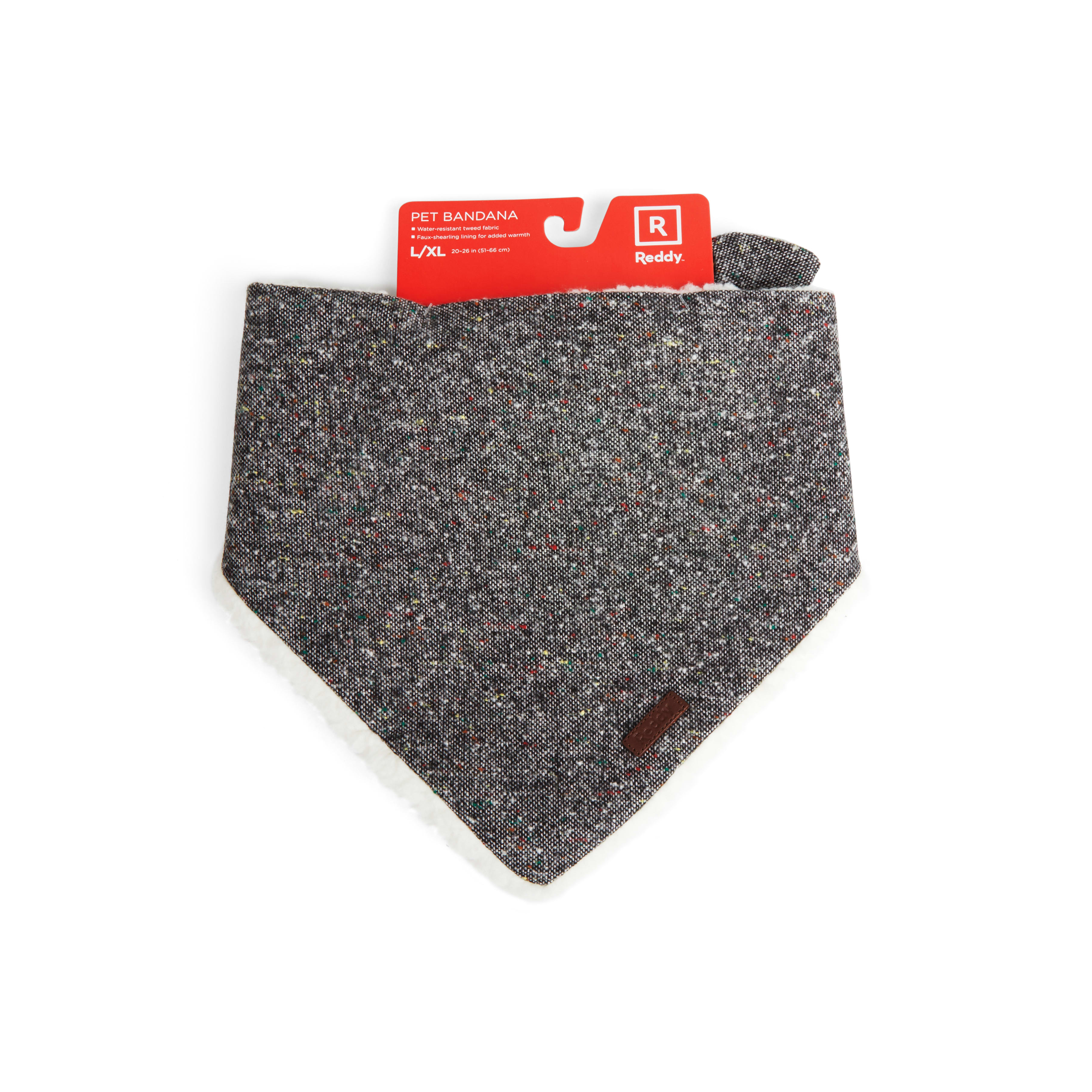 Reddy Grey Tweed Dog Bandana， Large/X-Large