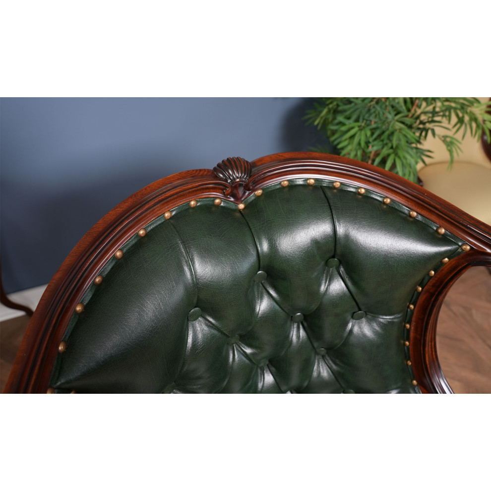 NDRAC059GRN Green Leather Arm Chair   Traditional   Dining Chairs   by Niagara Furniture  Houzz