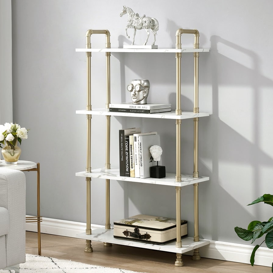 Ivinta Industrial Bookshelf 3/4/5/6 Shelf Bookcase  Rustic Shelves  Modern White Shelves