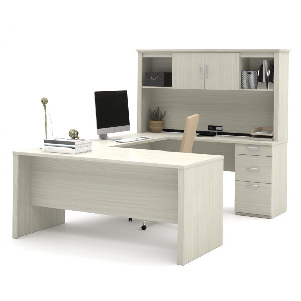 Bestar Logan U-Shaped Desk in White Chocolate