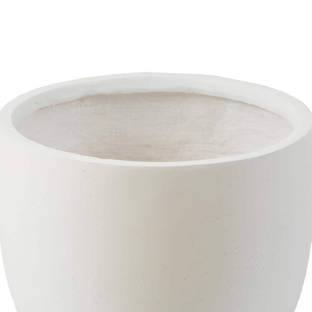 LuxenHome 12.2 in. H Round Tapered White MgO Composite Planter Pot WH034-W