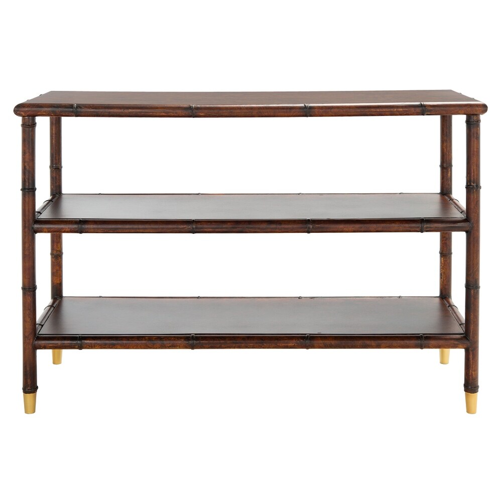 SAFAVIEH Tudor Dark Brown/ Gold 2 Shelf Console Table   42\