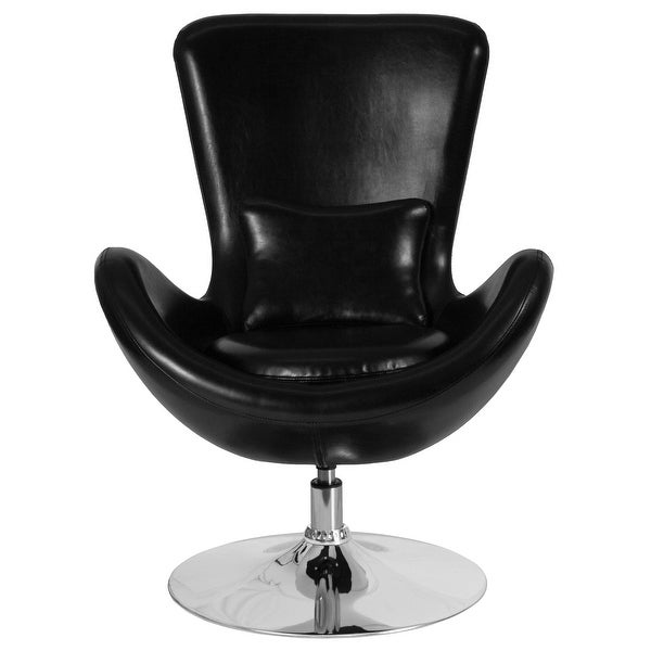 LeatherSoft Swivel Side Reception Chair with Bowed Seat