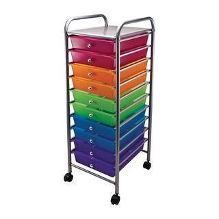 Advantus 10-Drawer Steel File Organizer Cart in Multi-Colors 34004