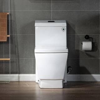 WOODBRIDGE Modern 1-Piece 1.28 GPF High Efficiency Dual Flush Square Elongated All-In One Toilet in White Seat Included HB0920MB