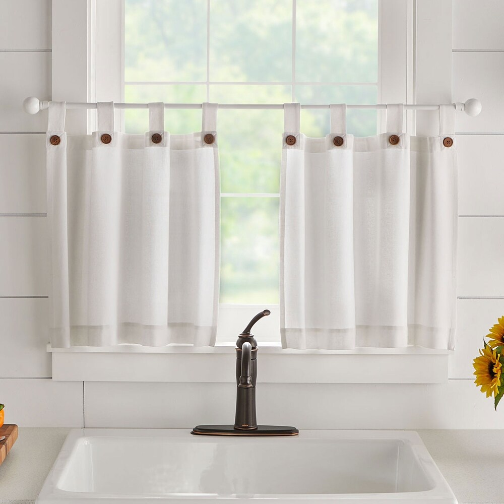 Tucker Solid Button Kitchen Curtain Tier Set