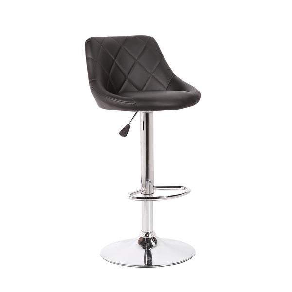 Porthos Home Rea Swivel Adjustable Height Bar Stool， PU Leather， Chrome Base