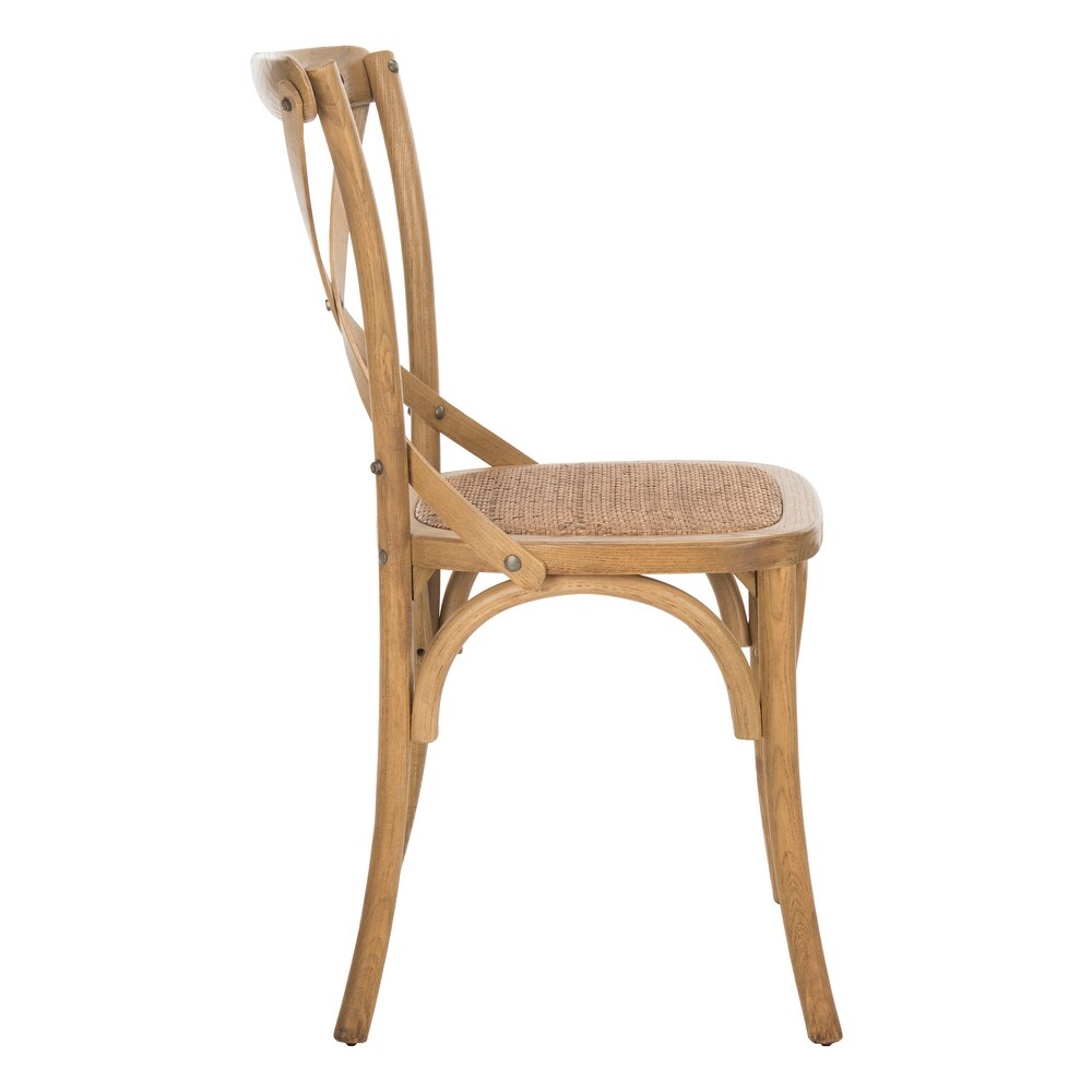 SAFAVIEH Franklin X Back Weathered Oak Dining Chair (Set of 2)