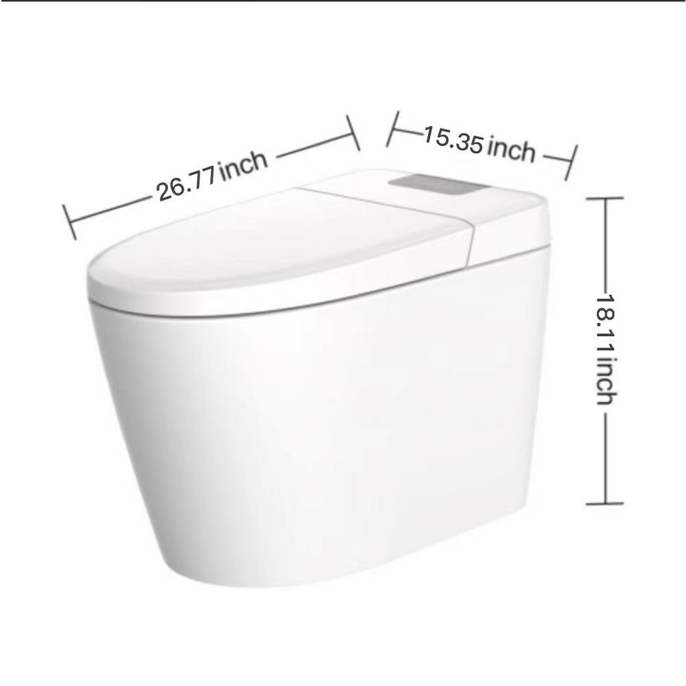 Aoibox 12 in. Rough-In 1-Piece 1.061.27 GPF Single Flush Elongated Smart Toilet in White Seat Included SNMX4246