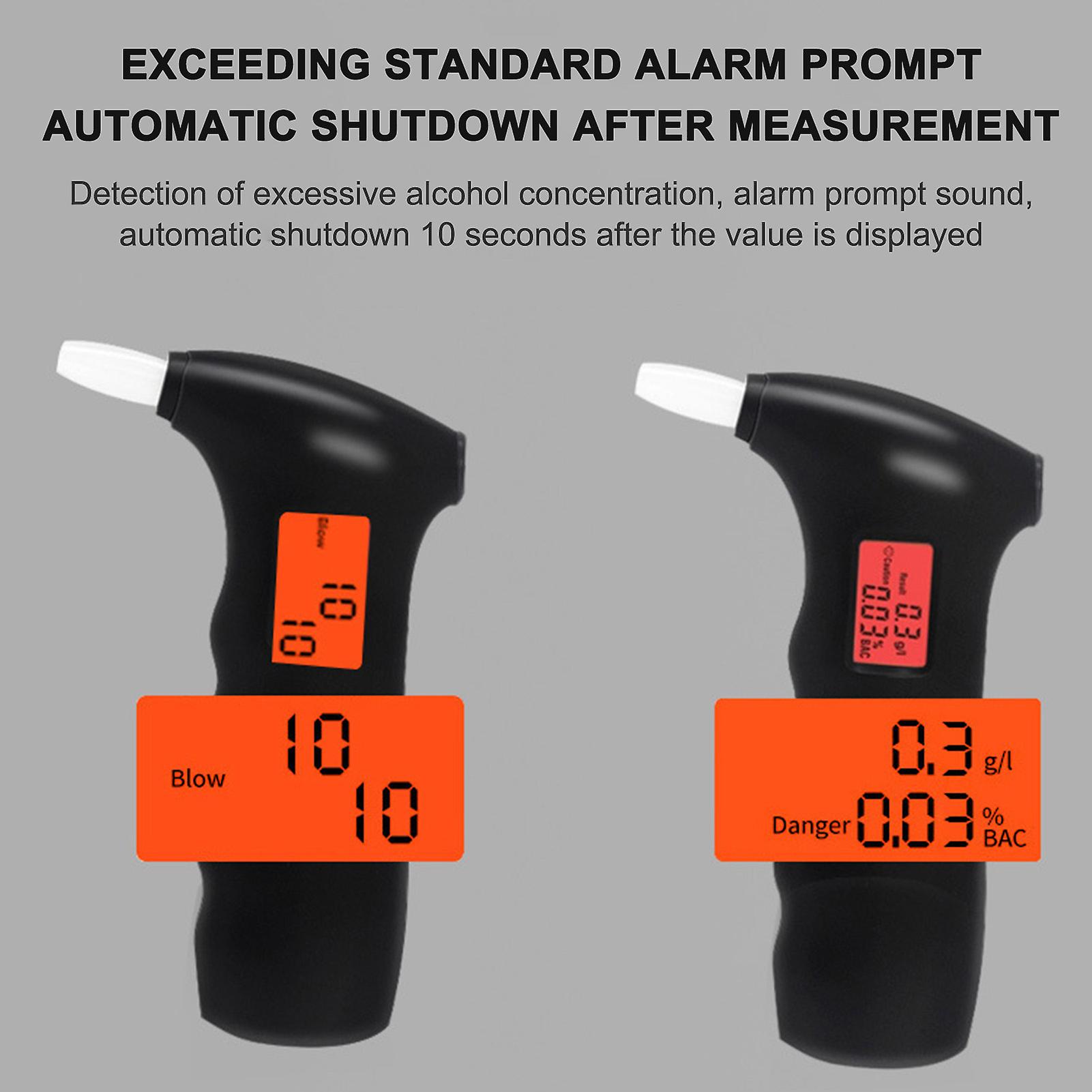 Black Breathalyzer Alcohol Tester Portable Breathalyzer High-accuracy Digital Breath Alcohol Tester With 5 Spare Mouthpieces