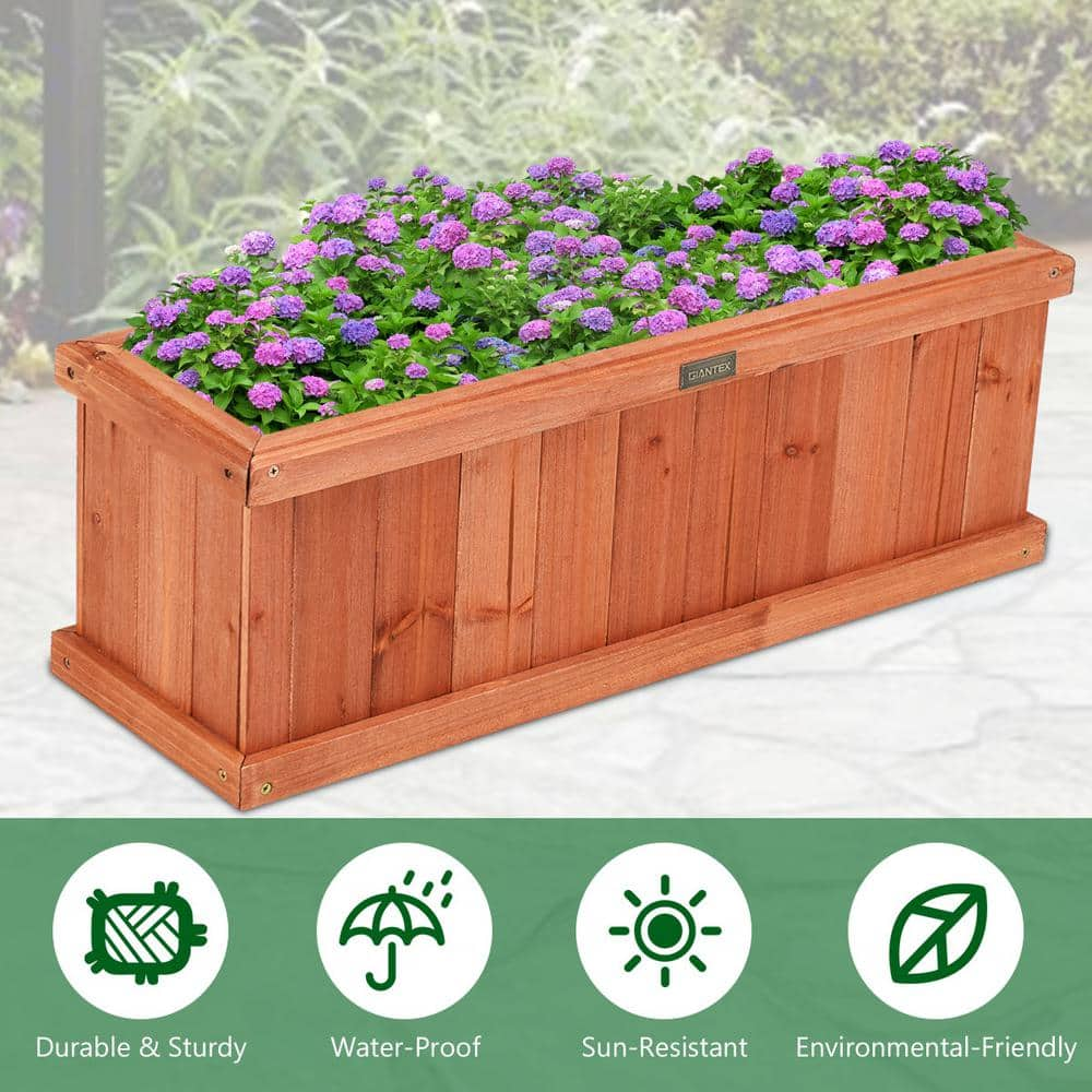 Costway 28 in. Rectangular Wood Flower Planter Box Garden Yard Decorative Window Box J9D34-A31