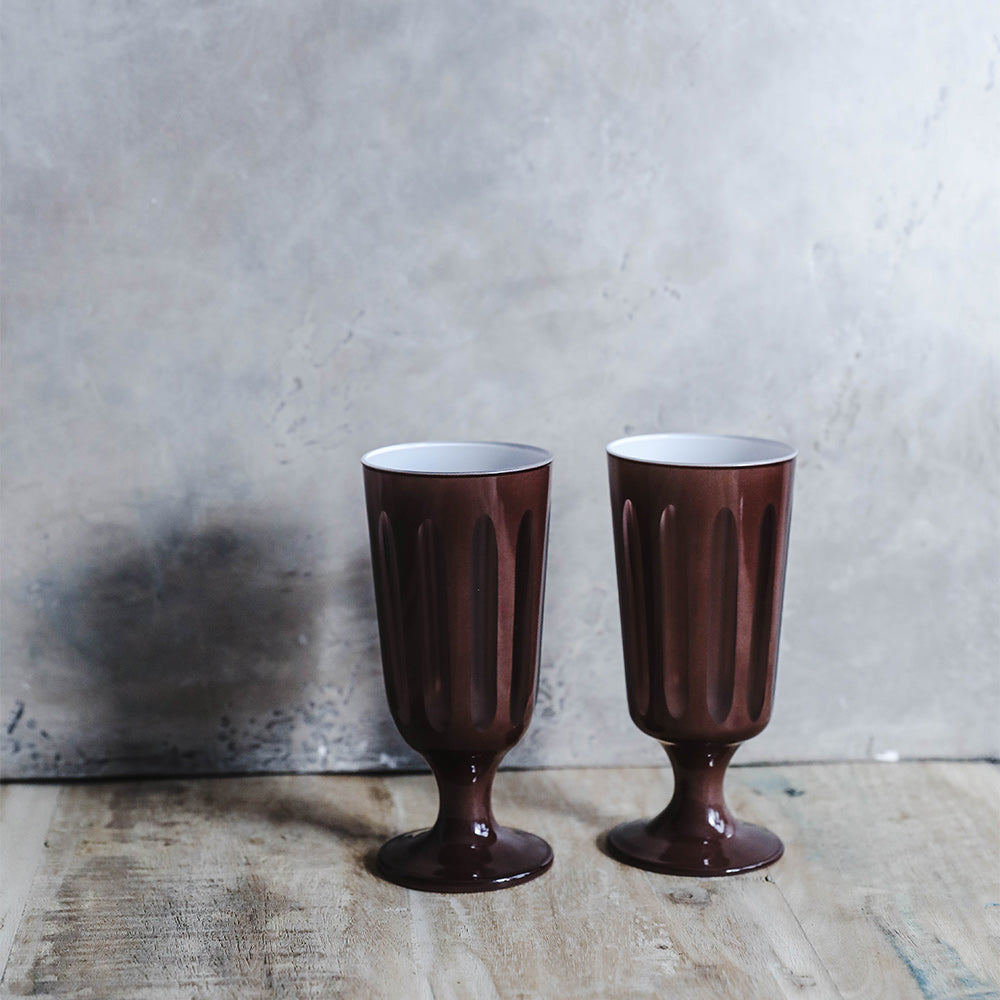 Footed Drinking Glass Set - Chestnut