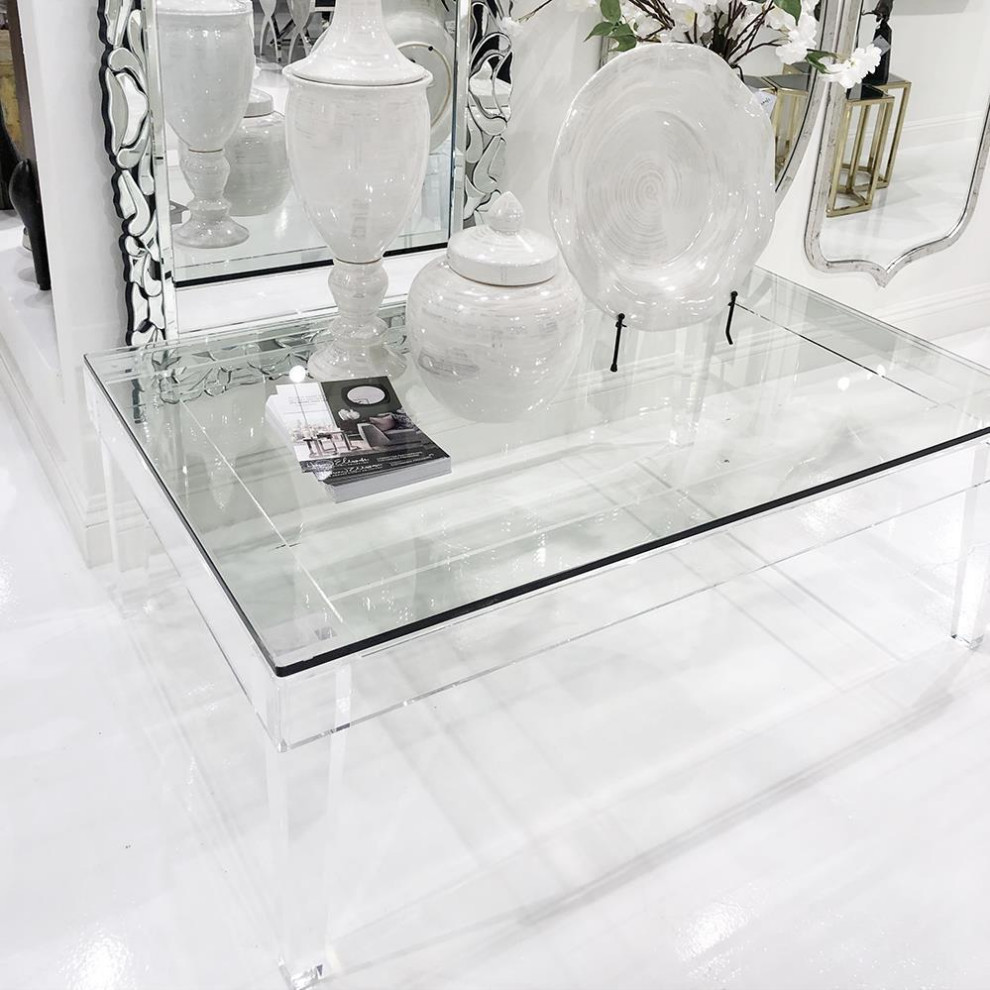 Coffee Table Cocktail HOWARD ELLIOTT CLARETTE Crystal Clear Acrylic   Contemporary   Coffee Tables   by EuroLuxHome  Houzz