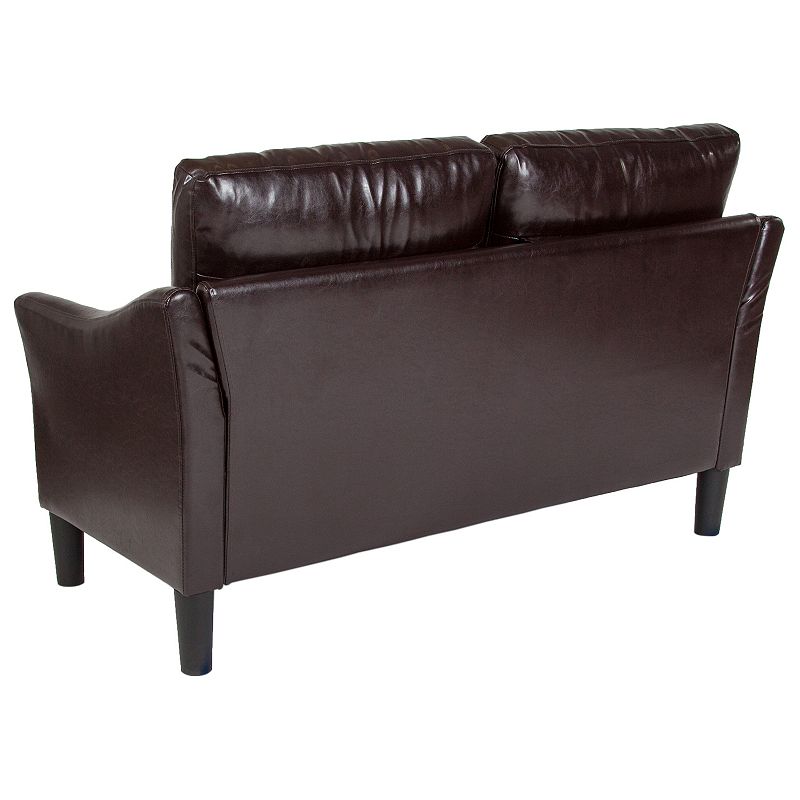 Emma and Oliver Living Room Loveseat Couch with Single Cushion in Brown LeatherSoft