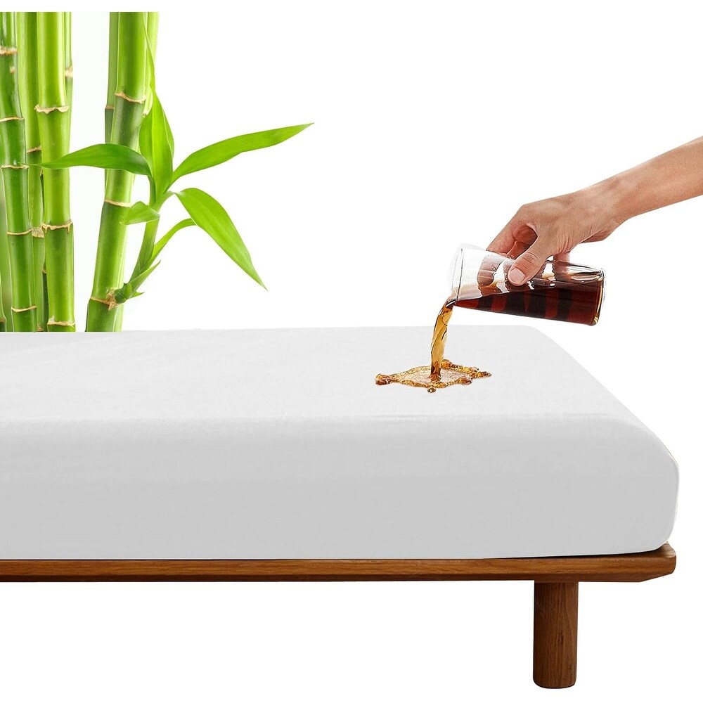 2 Pack Waterproof Mattress Protector   Bamboo Rayon Surface   Queen   White