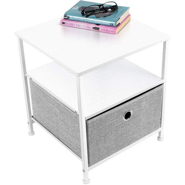 Nightstand 1-Drawer Shelf Storage Bedroom Furniture and End Table Chest - - 26062243