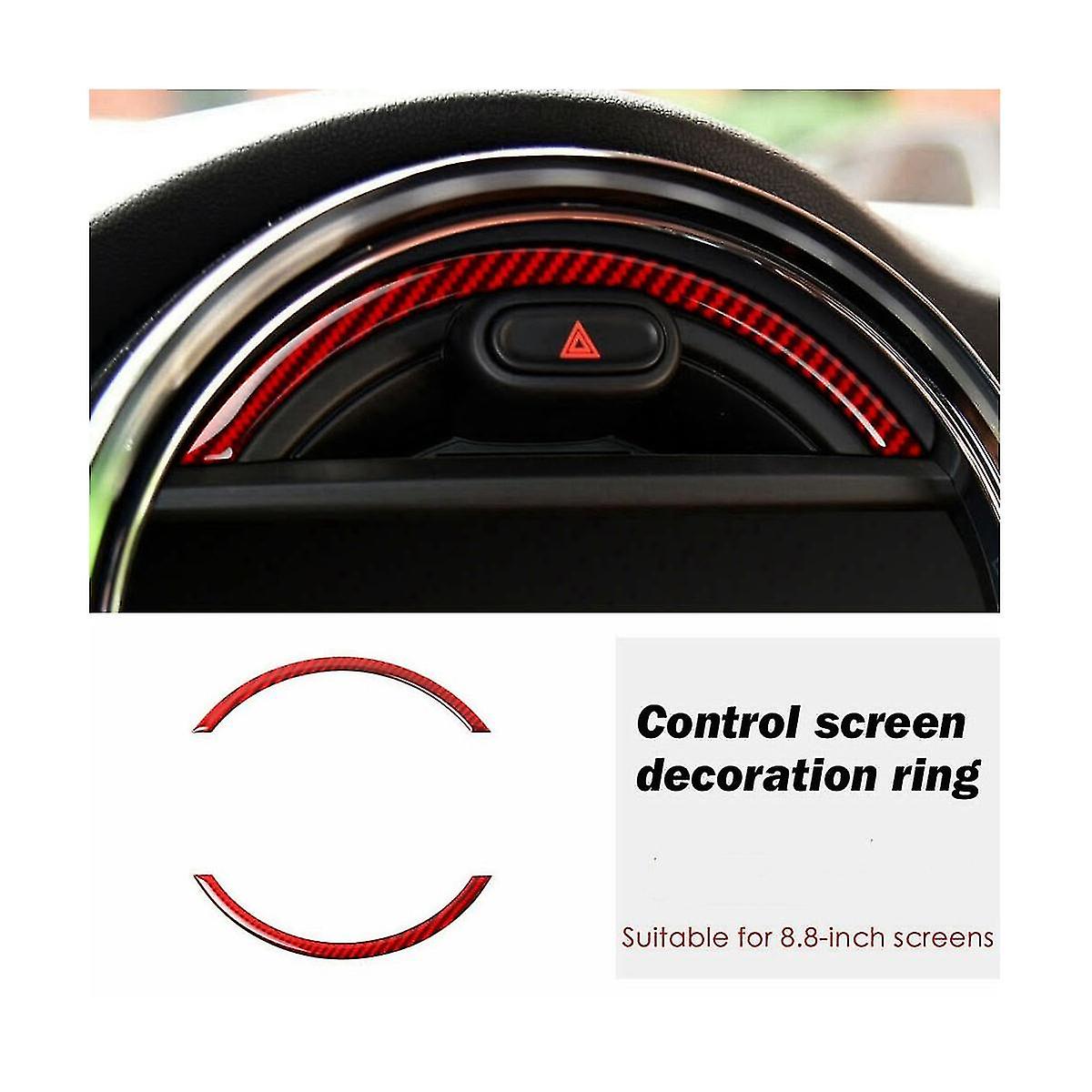 For F55 F56 2014- Console Navigation Screen Frame Trim Red Real Carbon Fiber