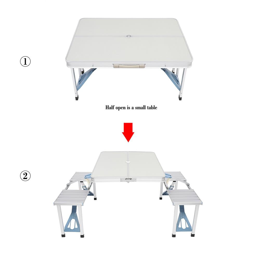 iTopRoad Picnic Table with Chair Seats Foldable Aluminium Alloy Silver