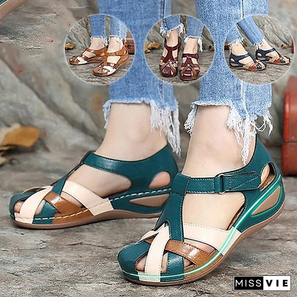 New Fashion Women Sandals Waterproof Slip On Round Female Flat Sandals Women Slippers Casual Comfortable Summer Ladies Shoes