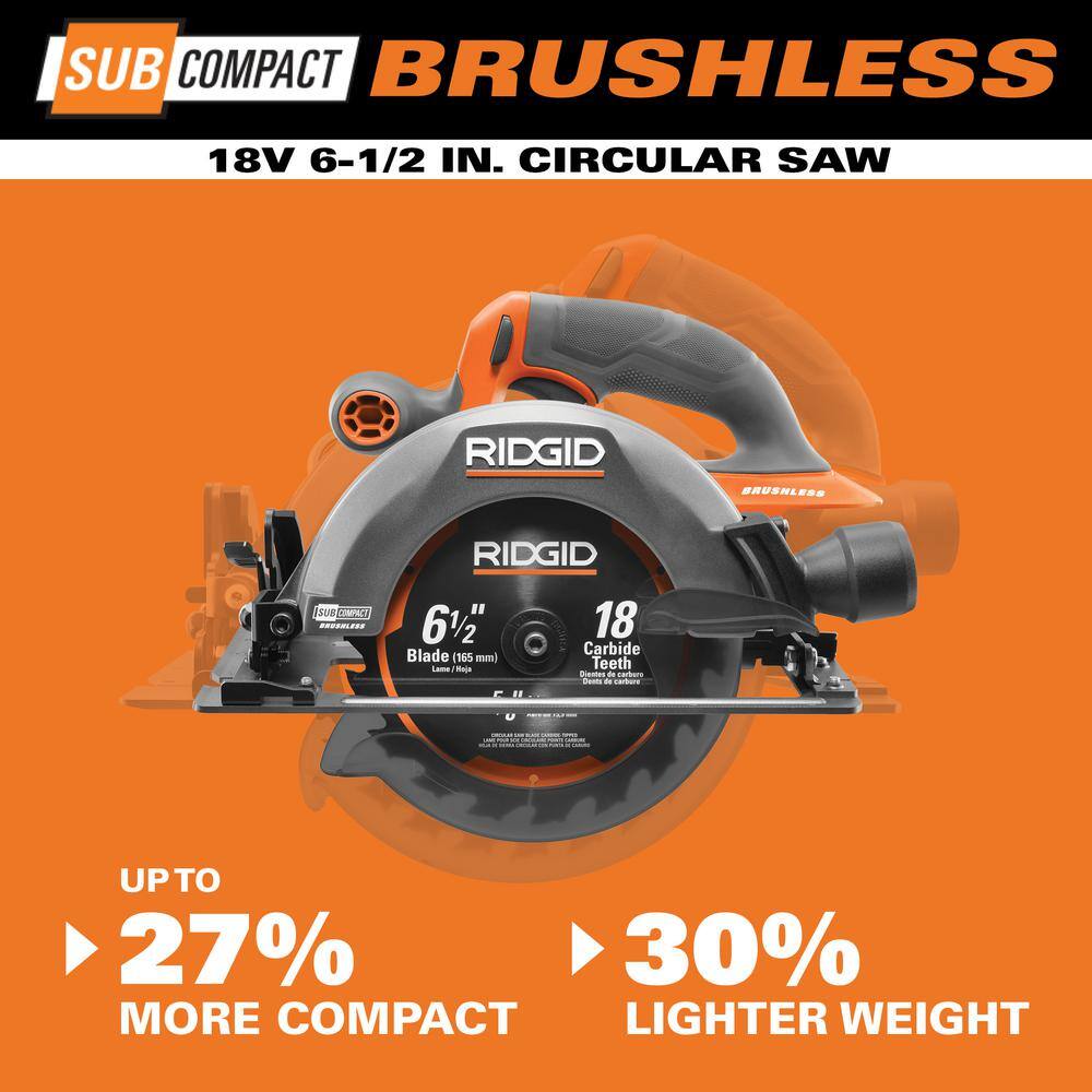 🎉Limited Time Offer🎉RIDGID 18V SubCompact Brushless Cordless 6-12 in. Circular Saw (Tool Only) R8656B