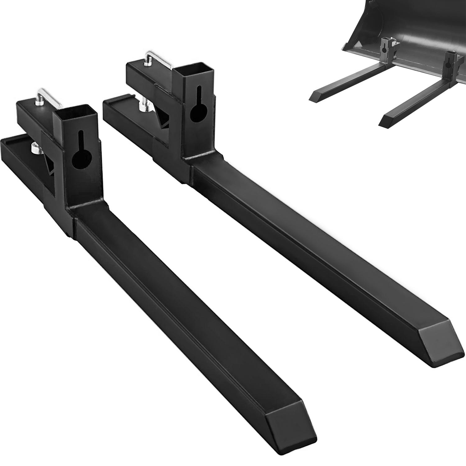 VEVORbrand Clamp On Pallet Forks 4000 lbs， Tractor Bucket Forks 60in Quick Attach， Fork Attachment for Skid Steer，Loader Bucket