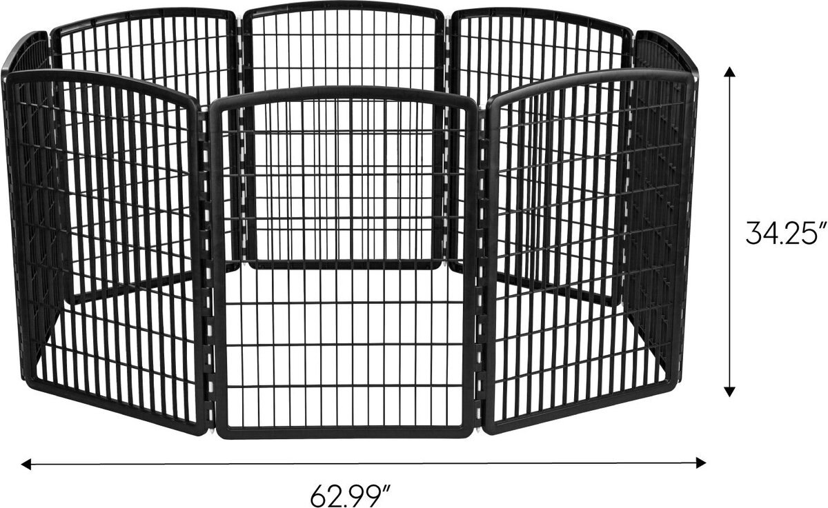 IRIS USA 8-Panel Dog Exercise Playpen， 34-in， Black