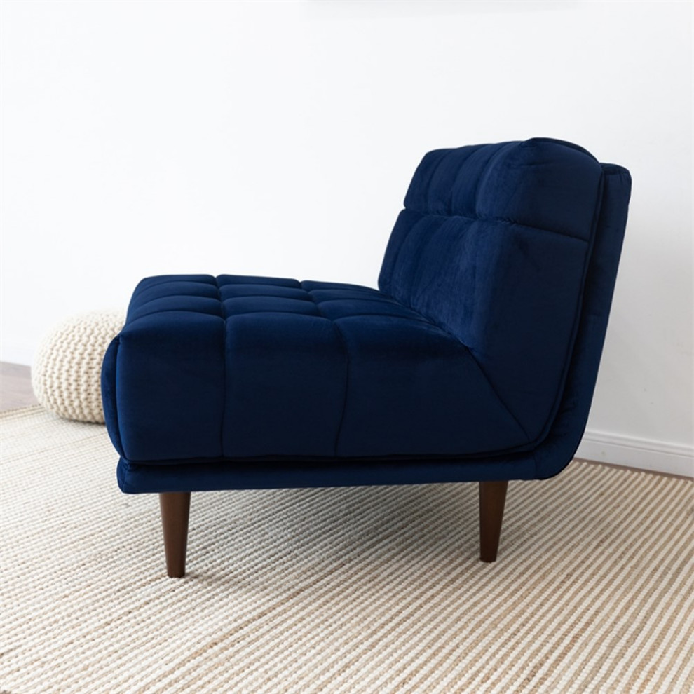 Alia Mid Century Modern Tight Back Velvet Lounge Chair in Dark Blue   Midcentury   Armchairs And Accent Chairs   by Homesquare  Houzz