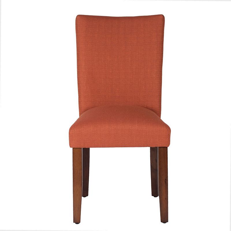 Fabric Upholstered Wooden Armless Parson Dining Chair， Orange and Brown