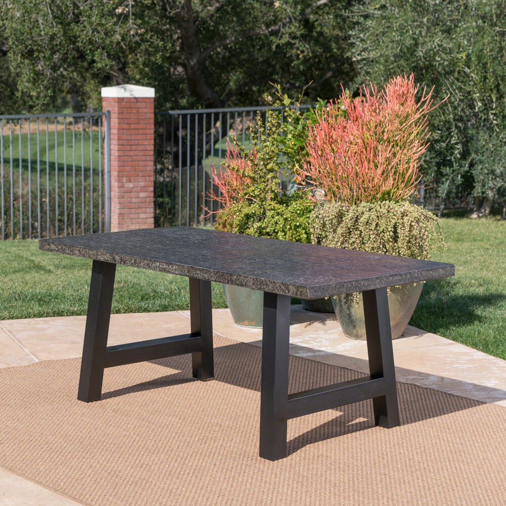 Valencia Outdoor Rectangle Light Weight Concrete Dining Table by Christopher Knight Home   70.25\