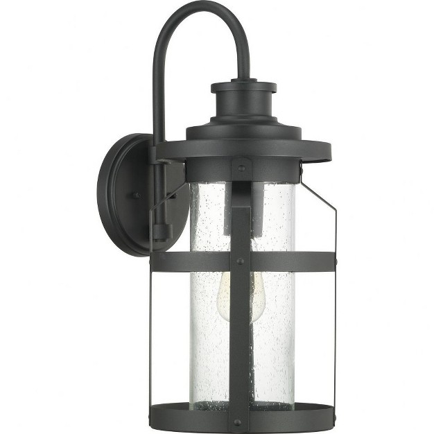 Progress Lighting Haslett 1 light Outdoor Wall Lantern In Black With Seeded Glass Shade