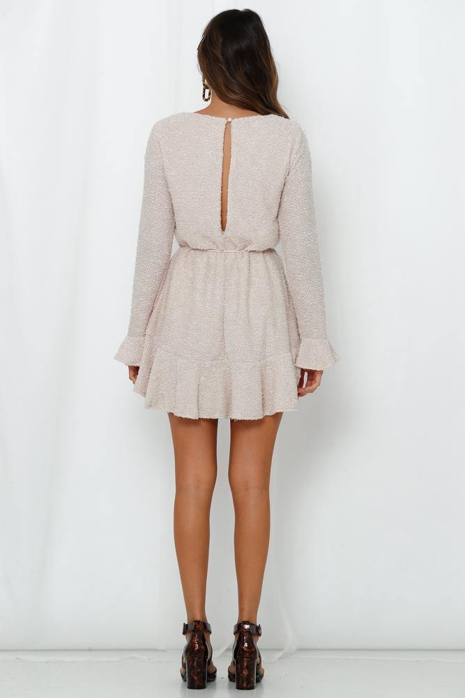 Keep Me Warm At Night Dress Beige